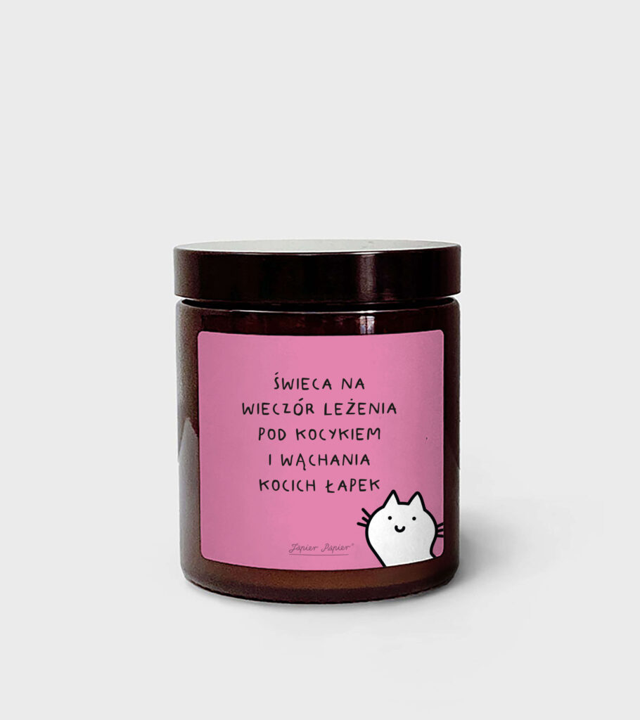 Świeca sojowa - Na wieczór wąchania kocich łapek - 180 ml - japierpapier.pl