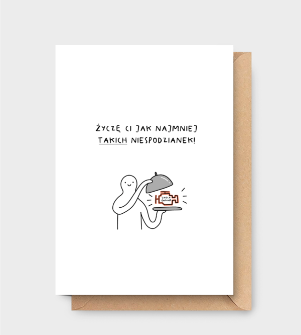 Kartka na Dzień Chłopaka - Życzę Ci jak najmniej takich niespodzianek!