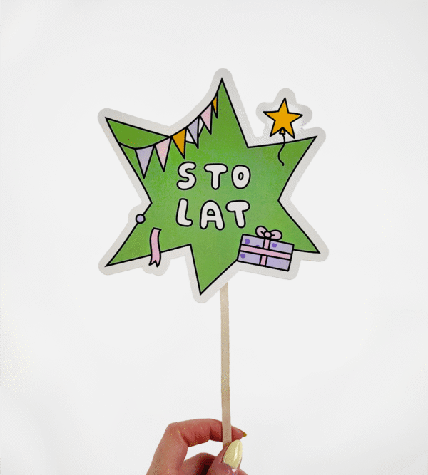 Urodzinowy topper na tort - Sto lat! - obrazek 2