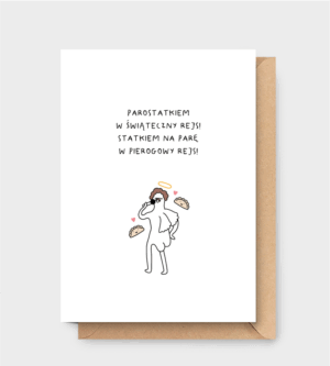 kartka świąteczna - Parostatkiem w świąteczny rejs! Statkiem na parę w pierogowy rejs!